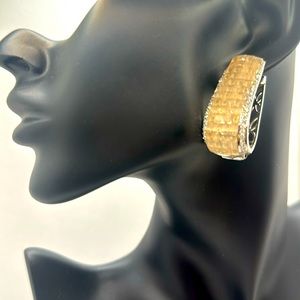 Invisible setting long hoop earrings